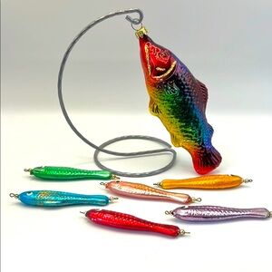 Vintage Colorful Fish Ornament Set